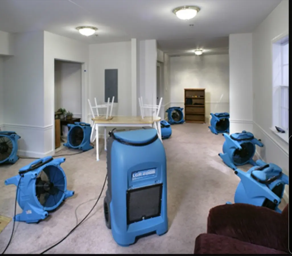 Air movers and dehumidifier setup for Water Damage Restoration in Sun City Center
